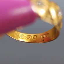 Load image into Gallery viewer, Antique double heart 'mizpah' ring with diamonds in 18ct gold