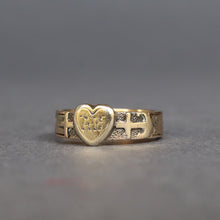 Load image into Gallery viewer, Antique Victorian era faith, hope & charity stacking band in 9ct gold