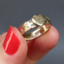 Load image into Gallery viewer, Antique Victorian era faith, hope & charity stacking band in 9ct gold