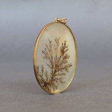 Load image into Gallery viewer, Antique Victorian large dendritic agate pendant in 9ct rose gold