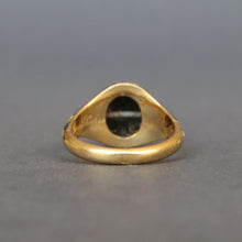 Load image into Gallery viewer, Antique Victorian mourning ring with agate & enamel in 18ct gold