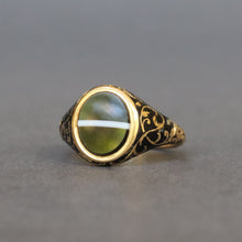 Load image into Gallery viewer, Antique Victorian mourning ring with agate & enamel in 18ct gold