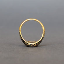 Load image into Gallery viewer, Antique Victorian mourning ring with agate & enamel in 18ct gold