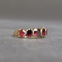 Load image into Gallery viewer, Antique Georgian era five stone garnet stacking ring in 14ct gold