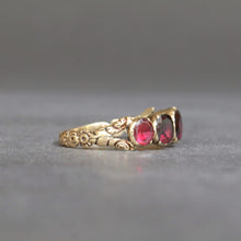 Load image into Gallery viewer, Antique Georgian era five stone garnet stacking ring in 14ct gold
