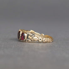 Load image into Gallery viewer, Antique Georgian era five stone garnet stacking ring in 14ct gold