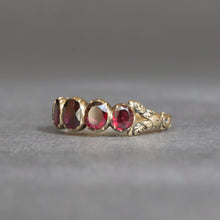 Load image into Gallery viewer, Antique Georgian era five stone garnet stacking ring in 14ct gold
