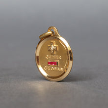 Load image into Gallery viewer, Vintage Augis 'love token' pendant with diamond & rubies in 18ct gold