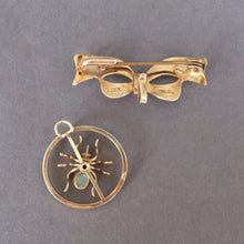 Load image into Gallery viewer, Vintage spider converter pendant brooch with opal in 9ct gold