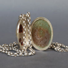Load image into Gallery viewer, Antique 'SC' or CS' monogram locket in silver with chain