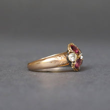 Load image into Gallery viewer, Antique garnet and diamond cluster ring in 9ct gold