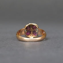 Load image into Gallery viewer, Antique garnet and diamond cluster ring in 9ct gold