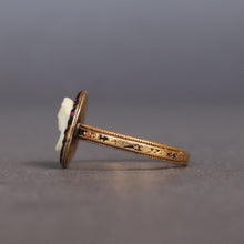 Load image into Gallery viewer, Antique Georgian mourning ring with marble cameo & amethysts in 18ct gold
