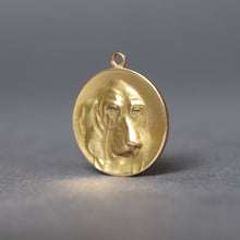 Load image into Gallery viewer, Antique French Art Nouveau pendant with a hound in 18ct gold