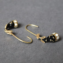 Load image into Gallery viewer, Vintage enamel blackamoor figural drop earrings in 14ct gold