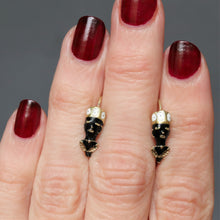 Load image into Gallery viewer, Vintage blackamoor earrings. Blackamoor earrings. Enamel blackamoor earrings. Moorish earrings. Moorish prince earrings. Vintage Moorish earrings. Mid-century earrings. Gold blackamoor earrings.