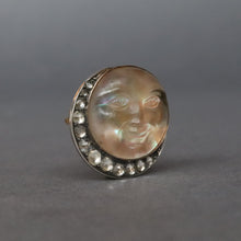 Load image into Gallery viewer, Antique Victorian 'Man in the Moon' brooch with saphiret glass & paste gems in 9ct gold