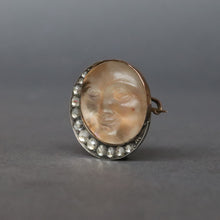 Load image into Gallery viewer, Antique Victorian 'Man in the Moon' brooch with saphiret glass & paste gems in 9ct gold