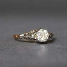 Load image into Gallery viewer, Antique diamond (0.6ct) solitaire ring in platinum & 18ct gold