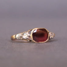 Load image into Gallery viewer, Antique Georgian era flat-cut garnet & diamond ring in 14ct gold