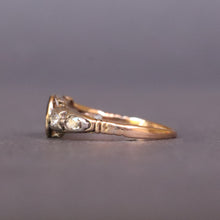 Load image into Gallery viewer, Antique Georgian era flat-cut garnet & diamond ring in 14ct gold