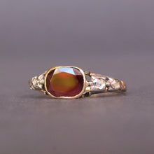 Load image into Gallery viewer, Antique Georgian era flat-cut garnet & diamond ring in 14ct gold