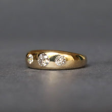 Load image into Gallery viewer, Antique three stone old cut diamond (0.4ct) ring in 18ct gold