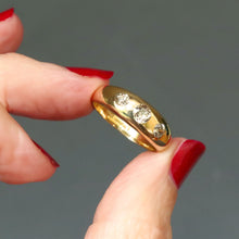 Load image into Gallery viewer, Antique three stone old cut diamond (0.4ct) ring in 18ct gold