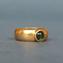 Load image into Gallery viewer, Antique Edwardian era cabochon tourmaline ring in 23ct gold