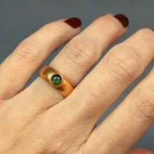 Load image into Gallery viewer, Antique stacking ring. Antique tourmaline ring. Antique cabochon ring. Cabochon tourmaline ring. Tourmaline stacking band. Edwardian stacking band. Edwardian tourmaline ring. Edwardian cabochon ring. 23ct gold ring.