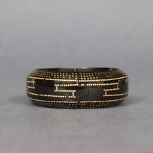 Load image into Gallery viewer, Antique Victorian pique bangle with Greek key & star motif in gold