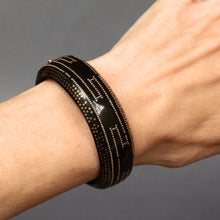 Load image into Gallery viewer, Antique Victorian pique bangle with Greek key & star motif in gold