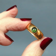 Load image into Gallery viewer, Antique stacking ring. Antique tourmaline ring. Antique cabochon ring. Cabochon tourmaline ring. Tourmaline stacking band. Edwardian stacking band. Edwardian tourmaline ring. Edwardian cabochon ring. 23ct gold ring.