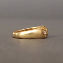 Load image into Gallery viewer, Antique Art Deco era diamond three stone gypsy ring in 18ct gold