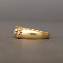 Load image into Gallery viewer, Antique Art Deco era diamond three stone gypsy ring in 18ct gold