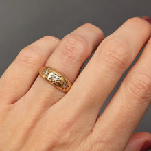 Load image into Gallery viewer, Antique Art Deco era diamond three stone gypsy ring in 18ct gold