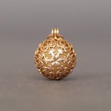 Load image into Gallery viewer, Antique pomander pendant with openwork design in 9ct gold
