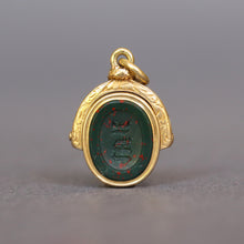 Load image into Gallery viewer, Antique intaglio spinner fob with anchor arm crest in 18ct gold