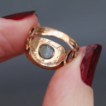 Load image into Gallery viewer, Antique Georgian mourning ring inscribed 'He was loved' in 9ct gold