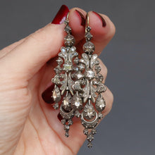 Load image into Gallery viewer, Antique Catalan 'herring' drop earrings with diamonds & silver