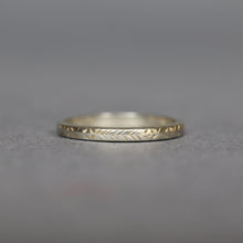 Load image into Gallery viewer, Antique wedding band with orange blossom motif in 18ct white gold