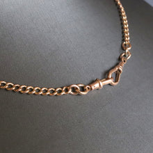 Load image into Gallery viewer, Antique Albert curb link watch chain in 9ct gold with dog clips (16.1"/41cm)