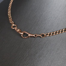 Load image into Gallery viewer, Antique Albert curb link watch chain in 9ct gold with dog clips (16.1"/41cm)