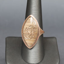 Load image into Gallery viewer, Antique Georgian era 'TP' monogram navette ring in 9ct gold