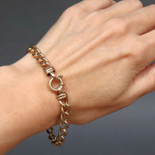 Load image into Gallery viewer, Vintage curb link bracelet with gilt links and 9ct gold life buoy clasp. Large size.