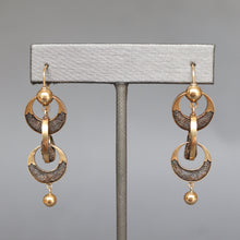 Load image into Gallery viewer, Antique earrings. Victorian earrings. Antique drop earrings. Antique gold earrings. Antique hairwork earrings. Victorian hairwork earrings. Hairwork jewellery. Hairwork jewelry. Rare jewellery. Rare jewelry.