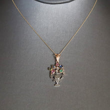 Load image into Gallery viewer, Antique giardinetto pendant with diamonds, rubies, emeralds & sapphires in 14ct gold
