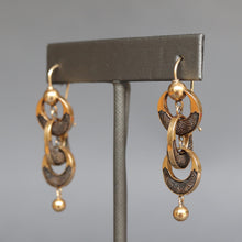 Load image into Gallery viewer, Antique Victorian era drop earrings with hairwork in 14ct gold