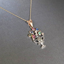 Load image into Gallery viewer, Antique giardinetto pendant with diamonds, rubies, emeralds & sapphires in 14ct gold