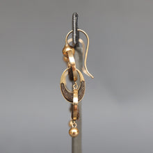 Load image into Gallery viewer, Antique Victorian era drop earrings with hairwork in 14ct gold